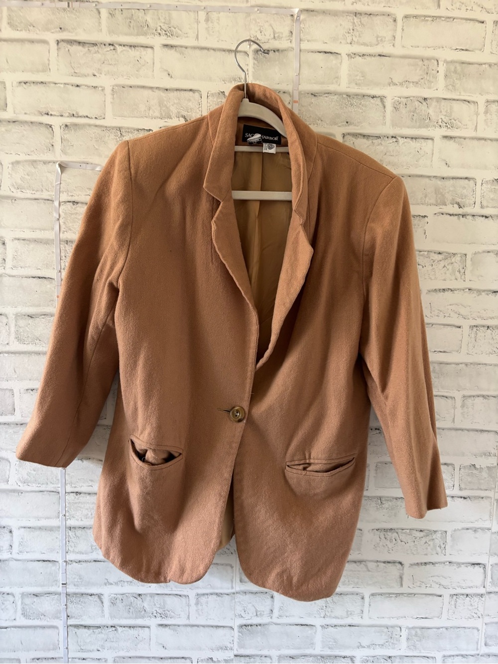 Sag Harbor Tan Camel Single-Button Blazer